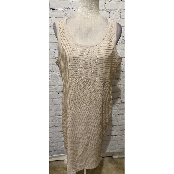 NWT Alfani Solid Beige Bead Embellished Sleeveless Knit MIDI Dress - Size XL - Picture 1 of 7